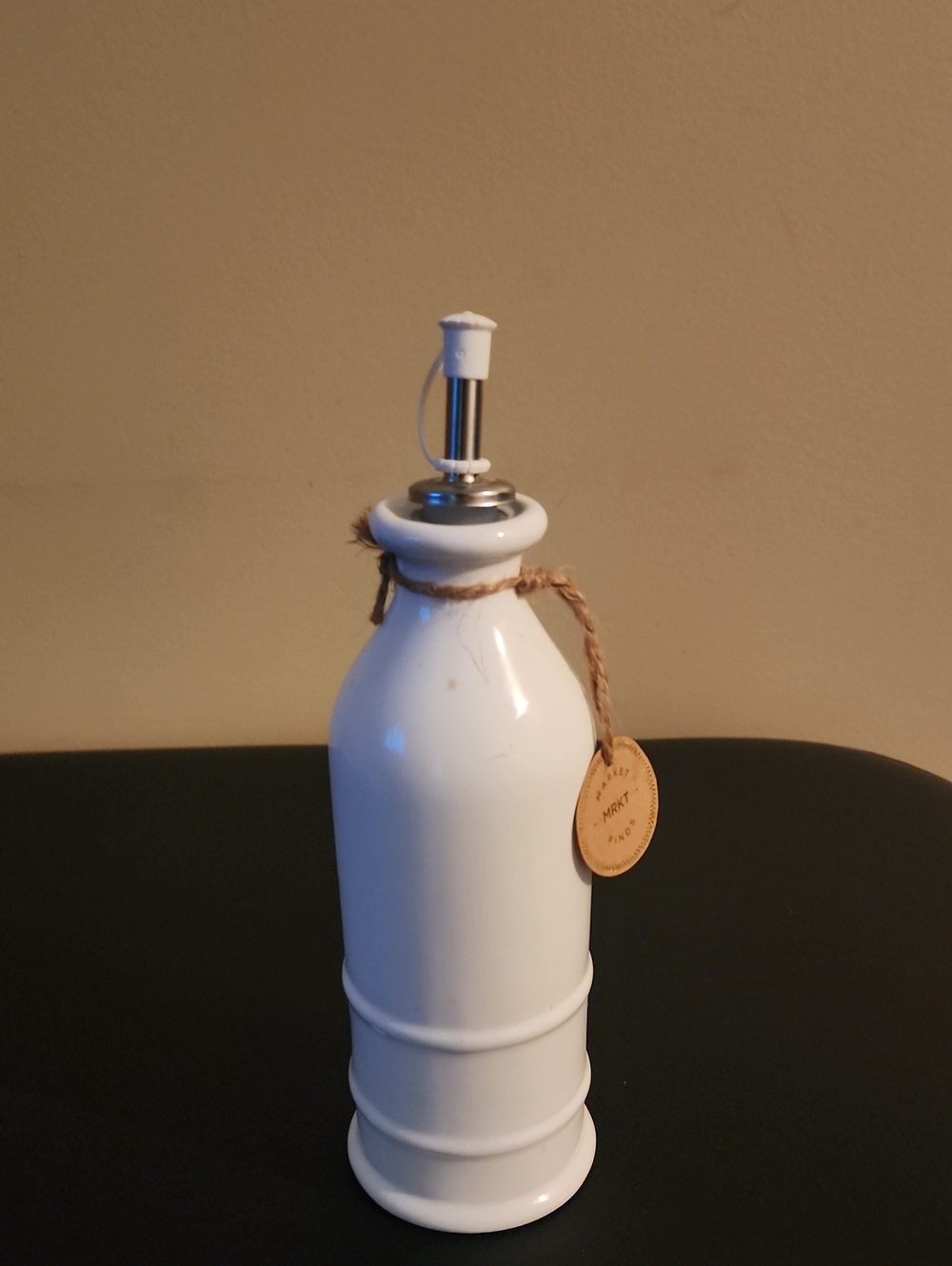 White Ceramic Olive Oil Dispenser Bottle